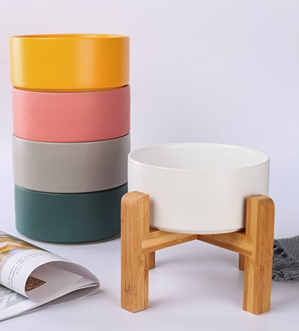 COMEDERO PLATO CERÁMICA Y MADERA